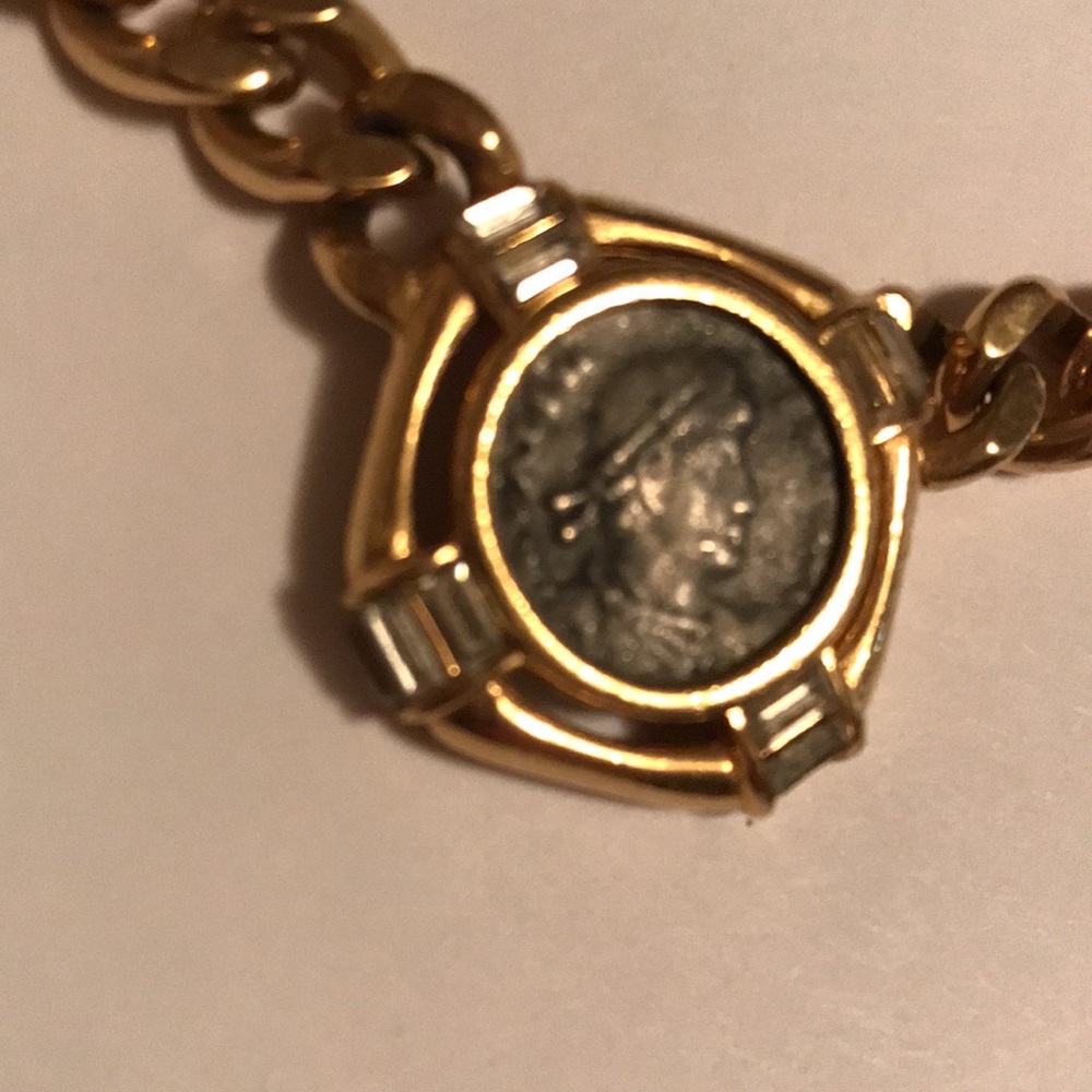 Vintage Roman Coin necklace signed Ciner
